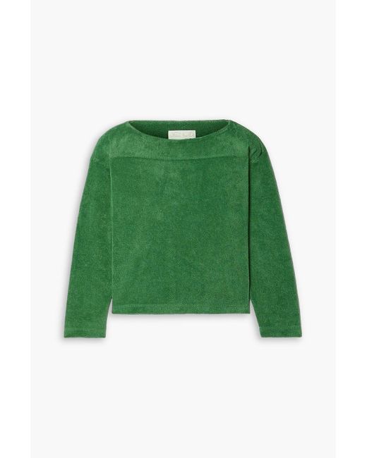 Suzie Kondi Green Batia Cropped Cotton-terry Top