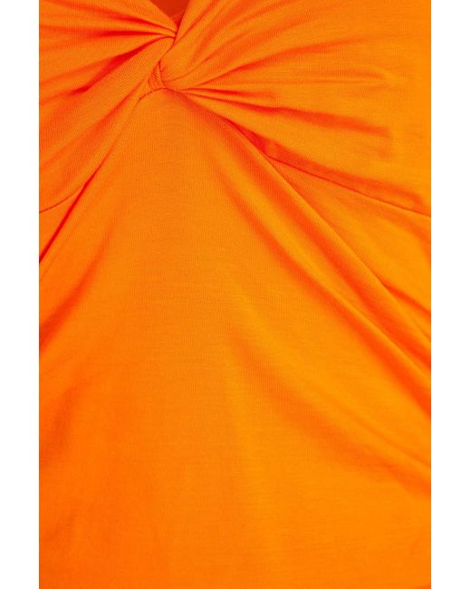 Ganni Orange Midikleid aus jersey mit twist-detail