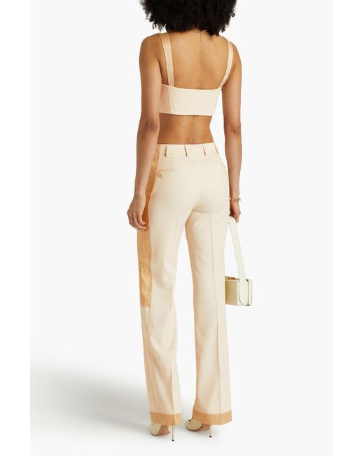 Moschino White Grain De Poudre Wool Straight-leg Pants