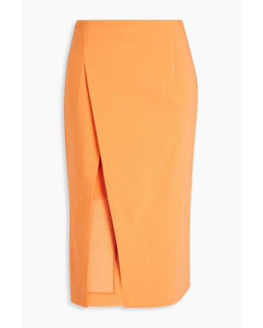 Maje Orange Wrap-effect Cotton-blend Skirt