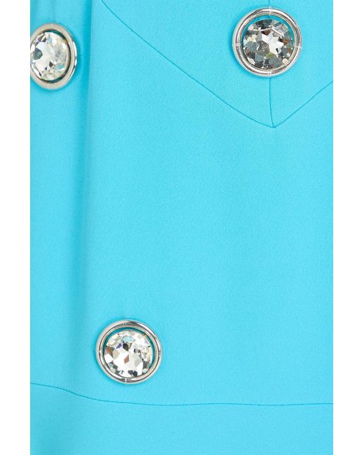 David Koma Blue Crystal-Embellished Cady Midi Dress