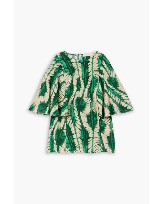Ulla Johnson Green Ada Printed Silk Top