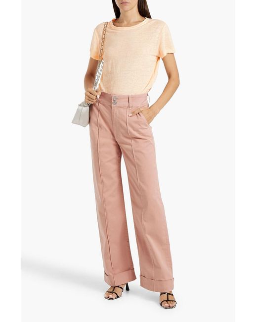 FRAME Pink 70's Cotton-blend Twill Straight-leg Pants