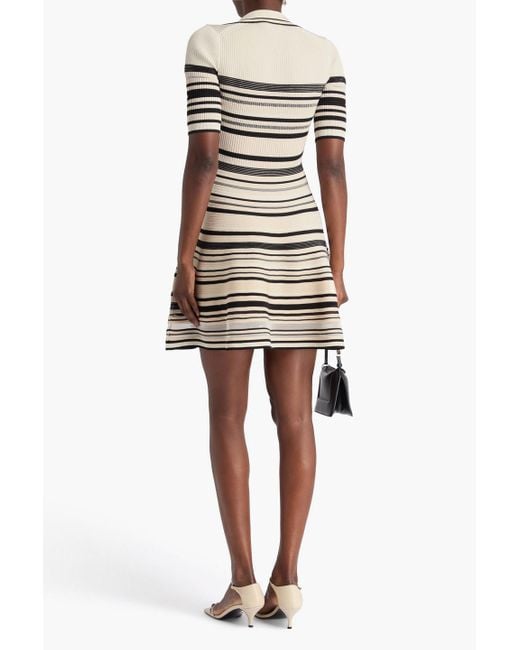 Jonathan Simkhai Gray Striped Ribbed-Knit Mini Dress
