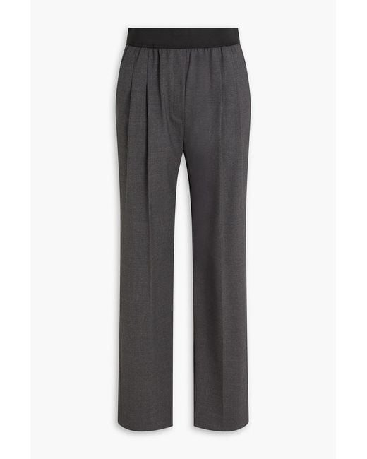 Loulou de Saison Black Niro Pleated Wool-Blend Twill Straight-Leg Pants