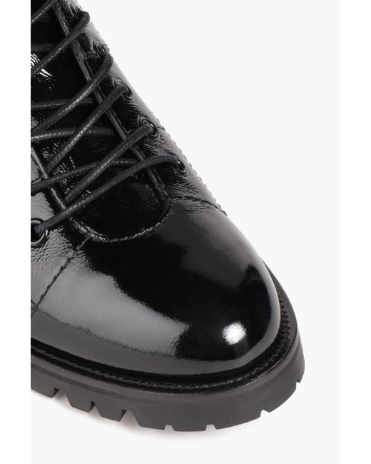Jimmy Choo Black Cruz Embellished Patent-leather Combat Boots