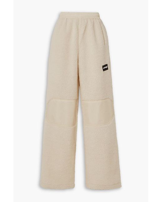 ROTATE BIRGER CHRISTENSEN Natural Sunday Appliquéd Shell-trimmed Faux Shearling Sweatpants