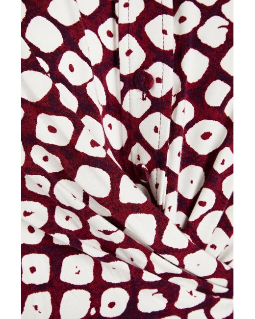 Diane von Furstenberg Red Michelle Wrap-effect Printed Jersey Jumpsuit