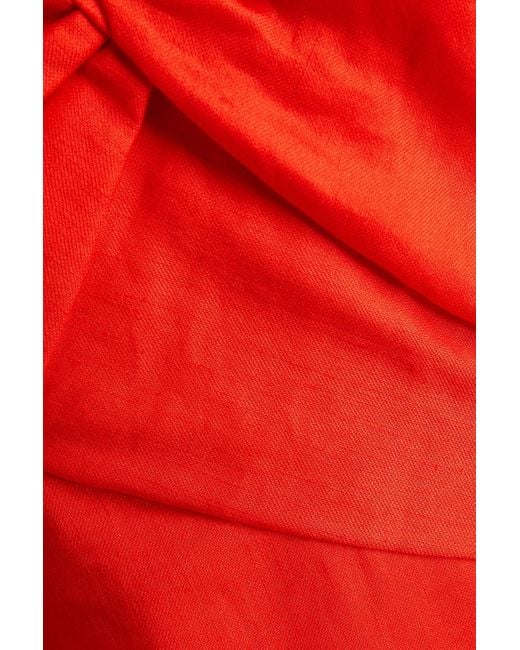 FRAME Red Twisted Twill Midi Dress