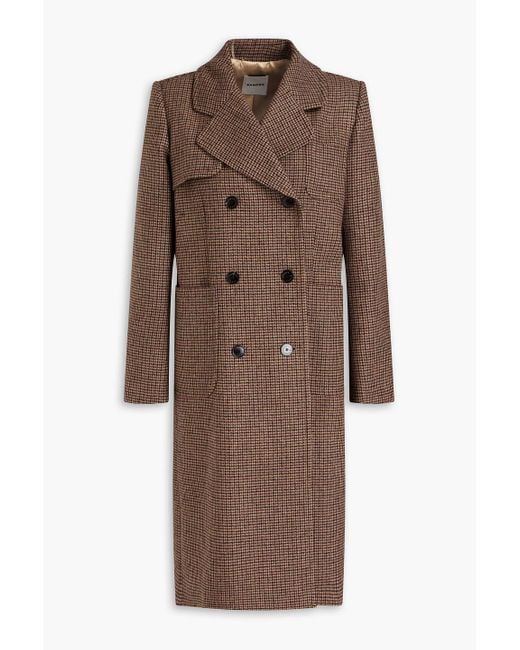 Sandro Brown Raquel Double-breasted Houndstooth Brushed-felt Coat
