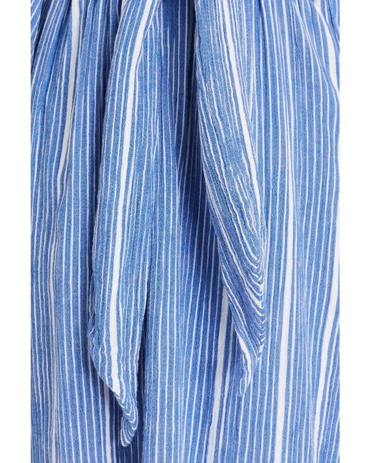 Mara Hoffman Blue Blair Belted Striped Cotton-gauze Dress