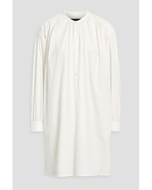 Nili Lotan White Najam Gathered Cotton-poplin Mini Dress
