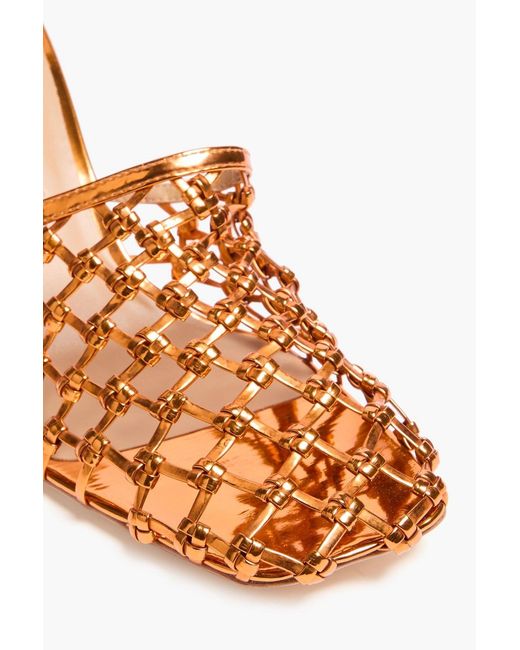 STUDIO AMELIA White Silas 90 Woven Mirrored Mules