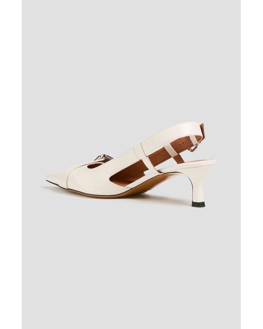 Maje White Leather Slingback Pumps