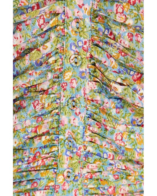 byTiMo Natural Ruched Floral-print Jacquard Maxi Dress
