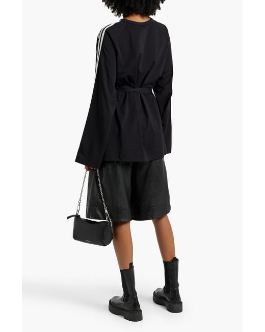 Y-3 Black Printed Tech-jersey Wrap Top