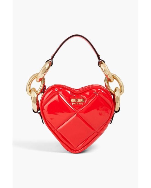 Moschino Red Quilted Faux Patent-leather Tote