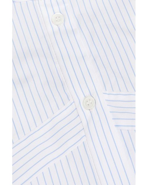 Sandro White Ruffled Striped Cotton-poplin Shirt