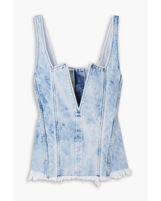 Marques'Almeida Blue Off-the-shoulder Denim Bustier Top