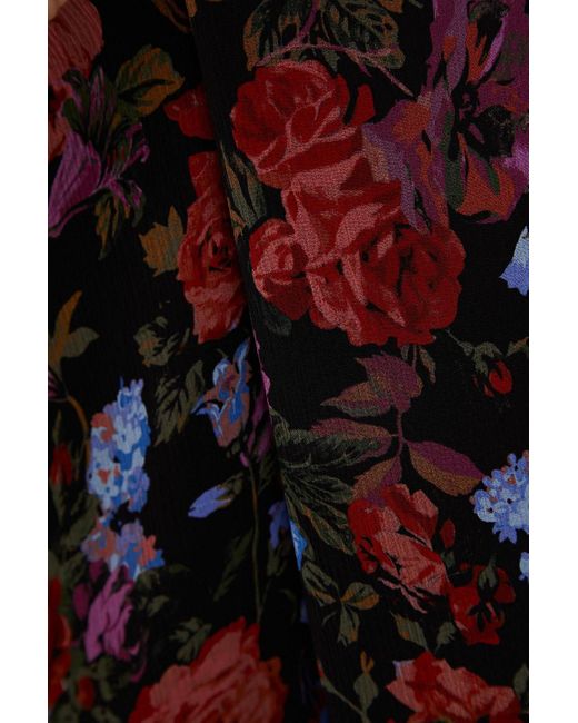 PAIGE Red Paulette midi-wickelkleid aus seidenkrepon mit floralem print