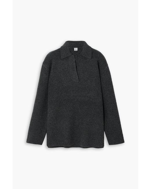 Totême  Black Oversized Ribbed Wool And Cashmere-blend Sweater