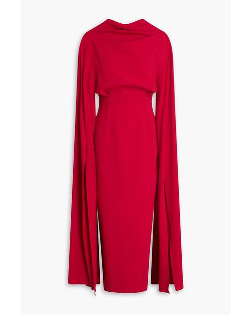 Roksanda Red Nour Cape-Effect Draped Crepe Midi Dress