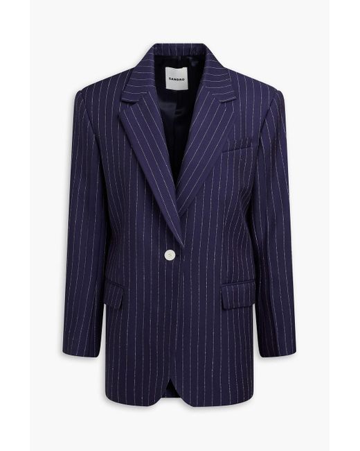 Sandro Blue Pinstriped Twill Blazer