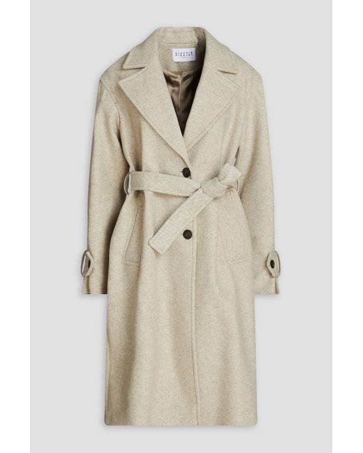 Claudie Pierlot Natural Gala Belted Wool-blend Coat
