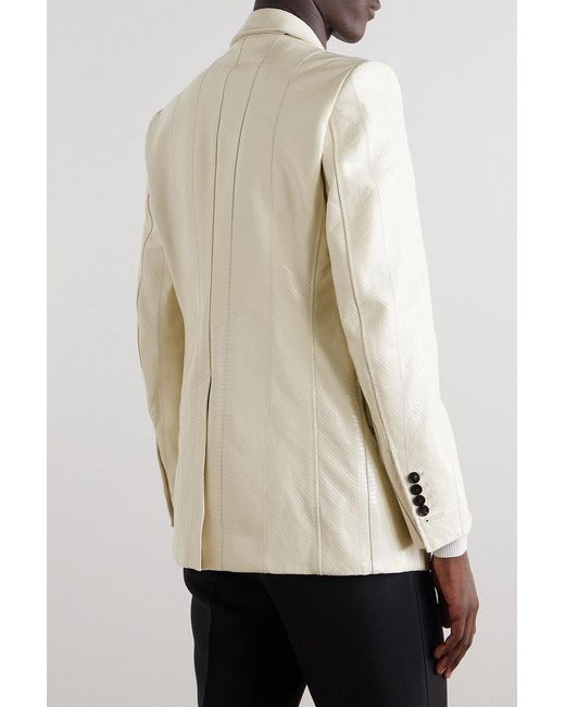 Tom Ford Natural Slim-Fit Snake-Effect Leather Blazer for men