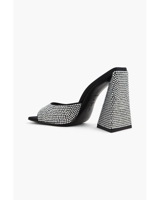 The Attico Black Devon Crystal-embellished Satin Mules