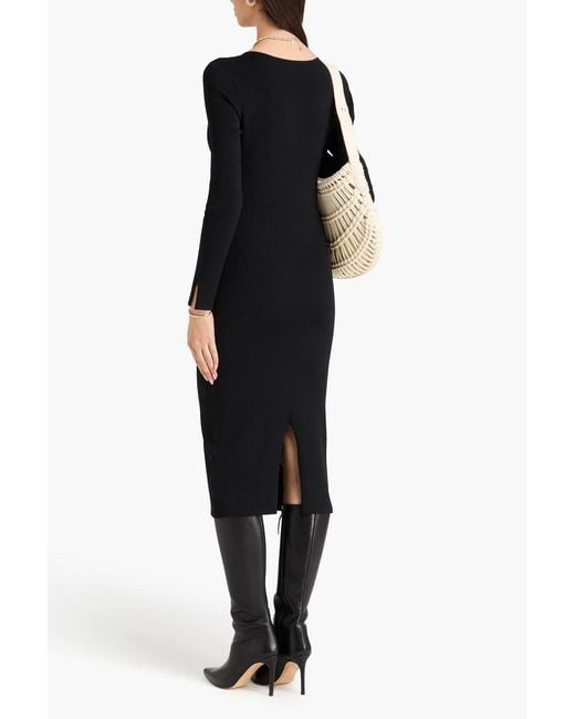Jonathan Simkhai Black Ribbed-Knit Midi Dress
