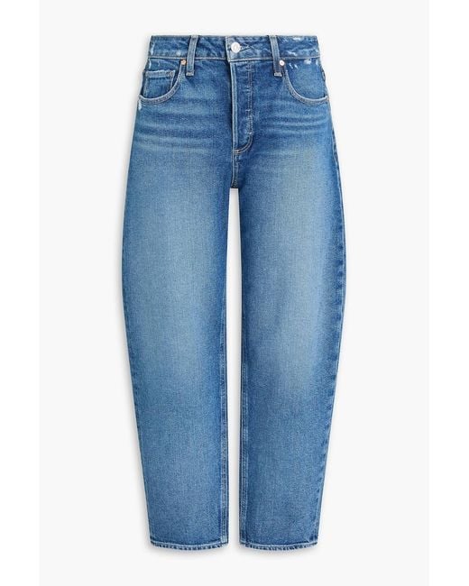 PAIGE Blue Alexis Faded High-Rise Barrel-Leg Jeans