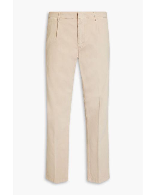 Dunhill Natural Pleated Cotton-blend Chinos for men