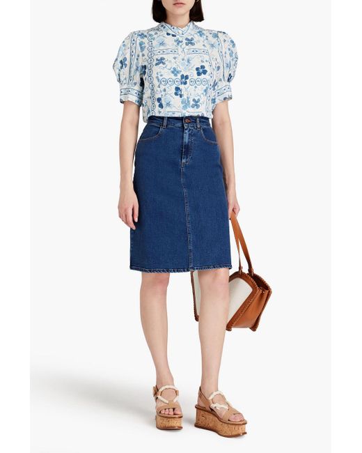 See By Chloé Blue Floral-print Woven Shirt