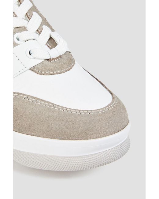 Love Moschino White Glittered Suede And Leather Sneakers