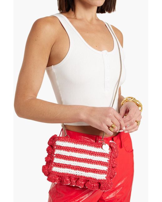 Red(v) Red Rock Ruffles Striped Raffia Shoulder Bag