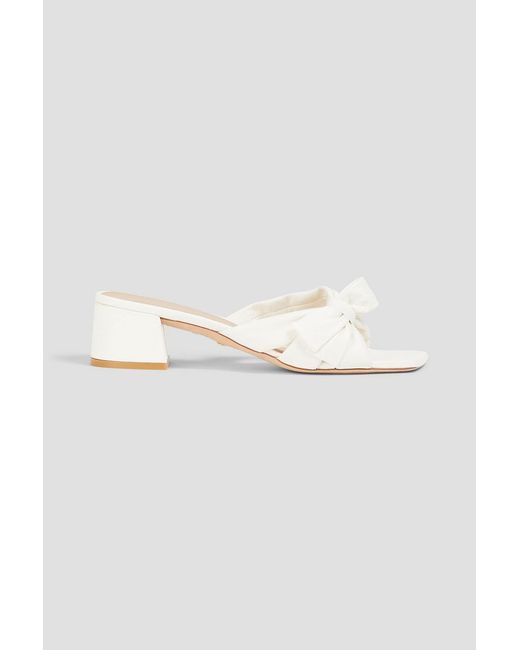 Stuart Weitzman White Sophia 45 Bow-Detailed Leather Mules