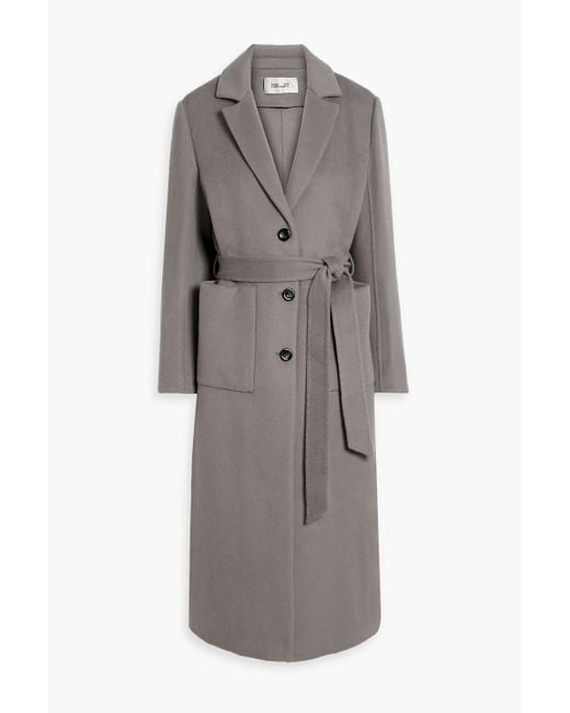 Diane von Furstenberg Gray Nene Wool-Felt Coat