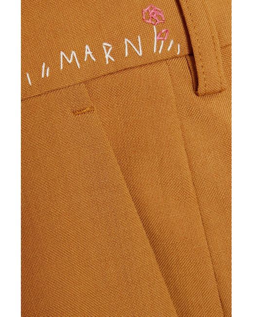 Marni Brown High-Rise Wool And Mohair-Blend Wide-Leg Pants