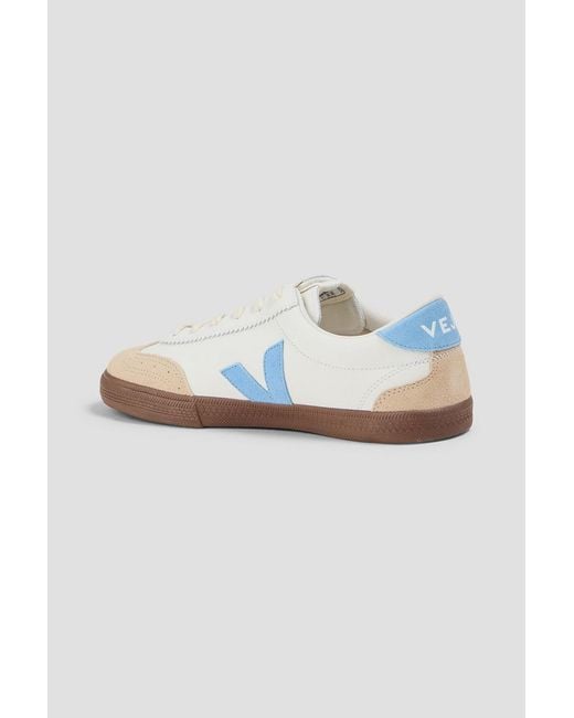 Veja White Volley Leather And Suede Sneakers