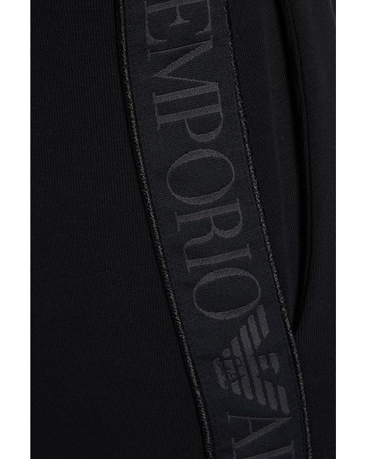 Emporio Armani Black French Cotton-blend Terry Track Pants