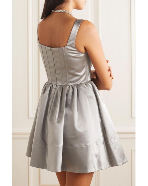 STAUD Landscape Gathered Satin Mini Dress in White Lyst
