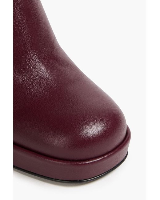 Sergio Rossi Red Leather Platform Boots