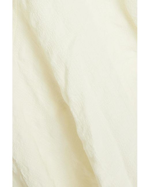REMAIN Birger Christensen White Asymmetric Seersucker Dress