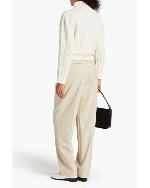 Theory White Cable-knit Wool And Cashmere-blend Turtleneck Sweater
