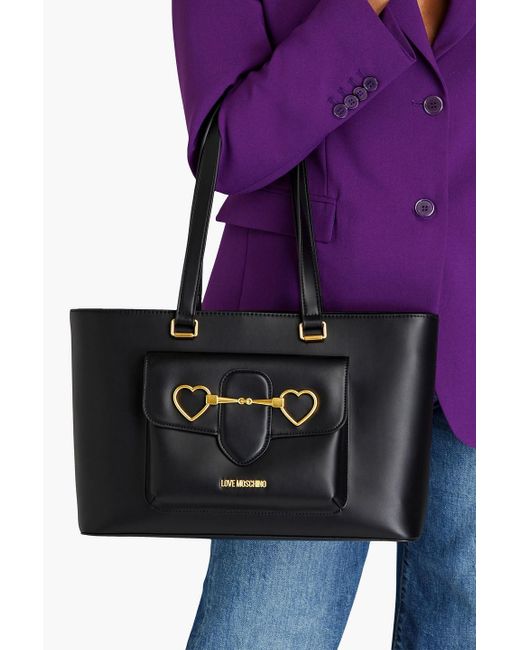 Love Moschino Black Embellished Faux Leather Tote