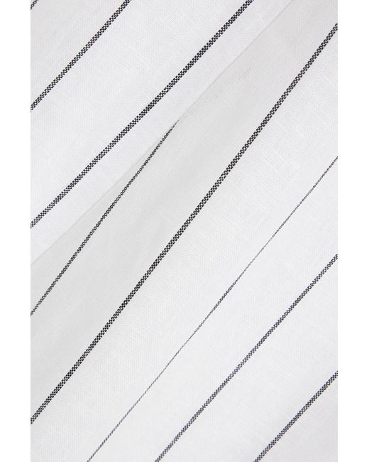 Nicholas White Isadora Cutout Striped Linen-blend Halterneck Midi Dress