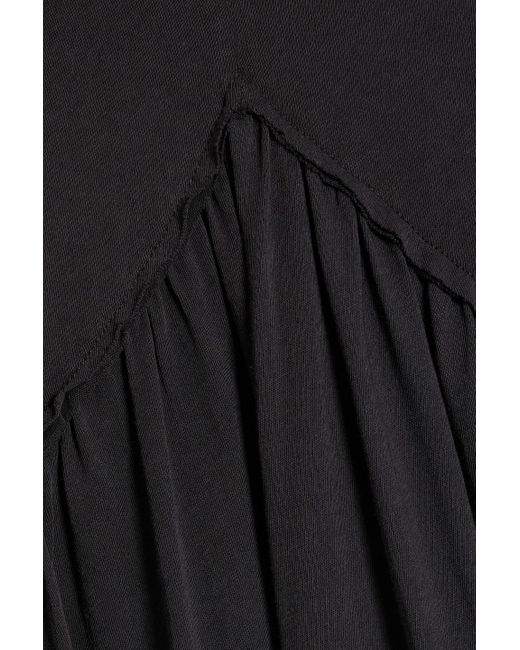 ATM Black Gathered Cotton-jersey Mini Dress