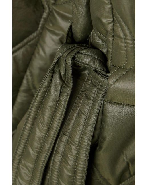 Ganni Green Quilted Glossed-shell Coat