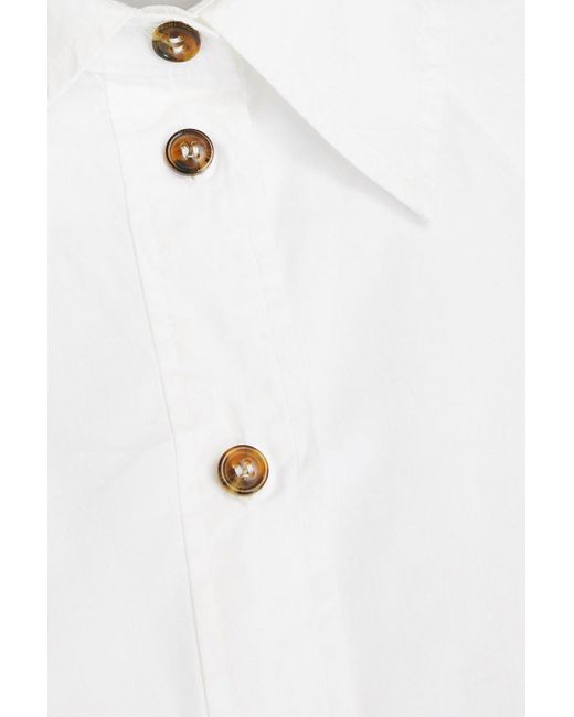Ganni White Shirt With Puff Sleeves